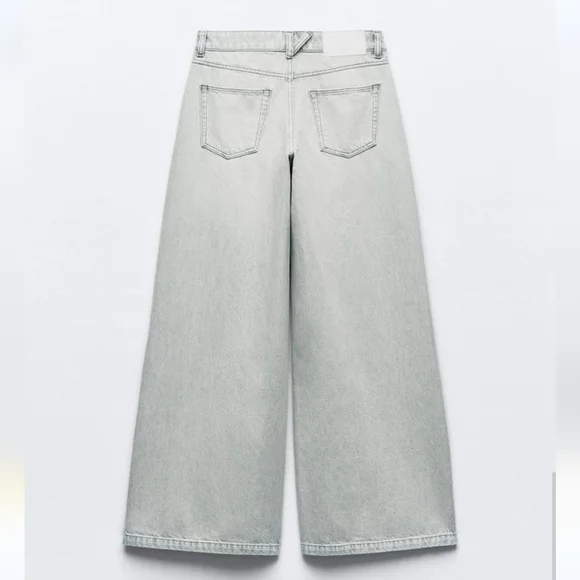 ZARA mid rise palazzo wide jeans grey - Picture 13 of 16